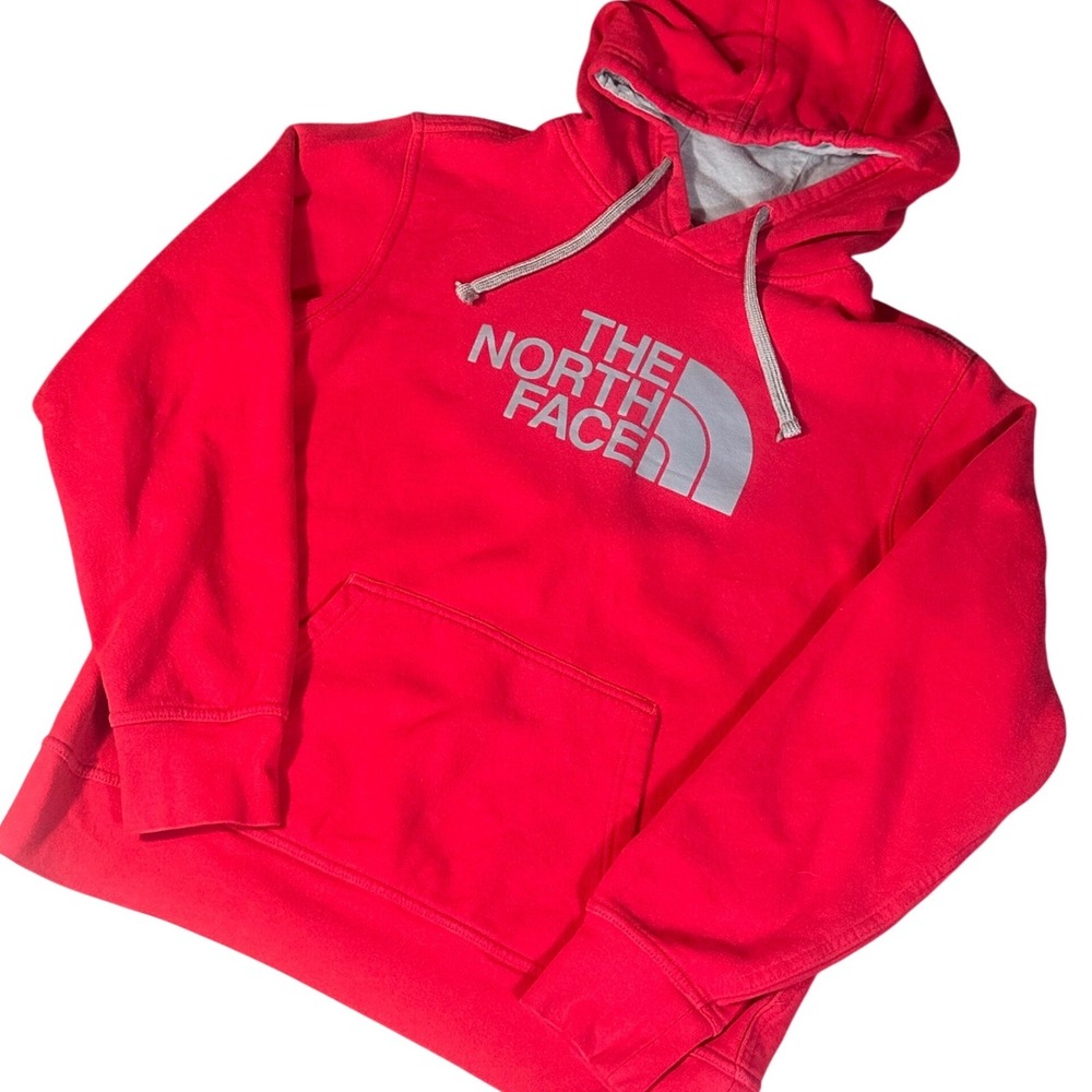 The‎ North Face Hoodie Mens Medium Red Logo Pullover Fleece Sweatshirt